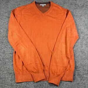Johnston and Murphy Small Mens Orange V-Neck Silk Blend Sweater